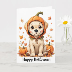 Adorable Welpe in Pumpkin Halloween Sweet Fall Dog Karte