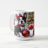 Adorable Welpe mit Weihnachtsschmuck Kaffeetasse (Vorderseite Links)
