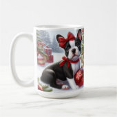 Adorable Welpe mit Weihnachtsschmuck Kaffeetasse (Links)