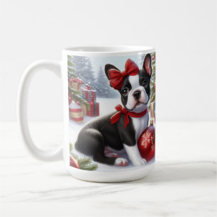 Adorable Welpe mit Weihnachtsschmuck Kaffeetasse