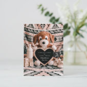 Adorable Welpe plushy Ankündigung einer Schwangers Postkarte (Stehend Vorderseite)