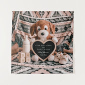 Adorable Welpe plushy Ankündigung einer Schwangers Wandteppich (Vorderseite)