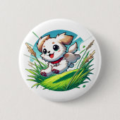 Adorable Welpe spielend Button (Vorderseite)
