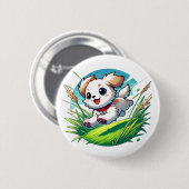 Adorable Welpe spielend Button (Vorne & Hinten)