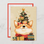 Adorable Welsh Corgi with Christmas Gifts Postkarte (Vorne/Hinten)