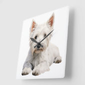 ADORABLE WESTLICHER HIGHLAND WHITE TERRIER DOG QUADRATISCHE WANDUHR (Winkel)