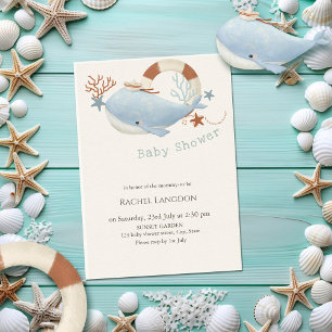 Adorable Whale Baby Dusche Einladung