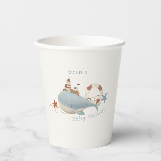 Adorable Whale Baby Dusche Pappbecher (Vorderseite)
