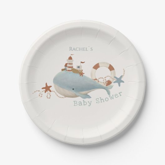 Adorable Whale Baby Dusche Pappteller (Vorderseite)