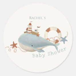 Adorable Whale Baby Dusche Runder Aufkleber