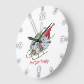 Adorable Whimsical Gnomes Sleigh Weihnachten Große Wanduhr (Winkel)