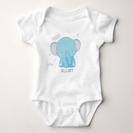 Adorable Whimsical Playful Baby Elephant Clouds Baby Strampler (Vorderseite)