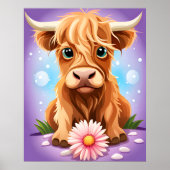 Adorable Whimsical Scottish Highland Cow AI Poster (Vorne)
