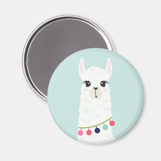 Adorable White Alpaca Magnet (Vorderseite/Rückseite)