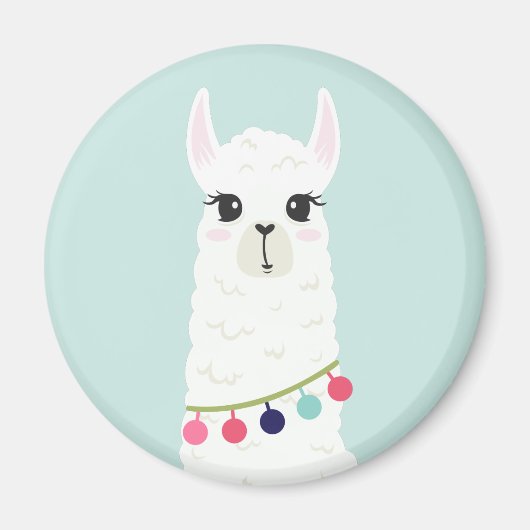Adorable White Alpaca Magnet (Vorne)
