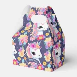 Adorable White Baby Unicoron mit Blume Geschenkschachtel