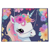 Adorable White Baby Unicoron mit Blume Große Geschenktüte (Vorderseite)