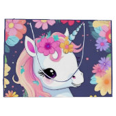 Adorable White Baby Unicoron mit Blume Große Geschenktüte (Rückseite)