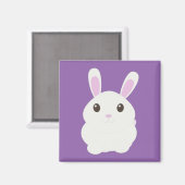 Adorable White Bunny Magnet (Vorderseite/Rückseite)