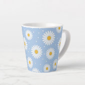 Adorable White Daisy Blue Latte Tasse! Milchtasse (Rechte Ecke)