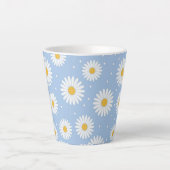 Adorable White Daisy Blue Latte Tasse! Milchtasse (Vorderseite)