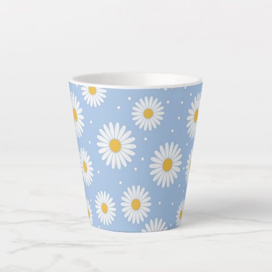 Adorable White Daisy Blue Latte Tasse! Milchtasse (Vorderseite)