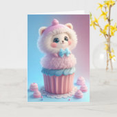 Adorable White Kitten Backkuchen Leere Karte (Gelbe Blume)