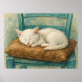 Adorable White Kitten Napping Poster (Vorne)