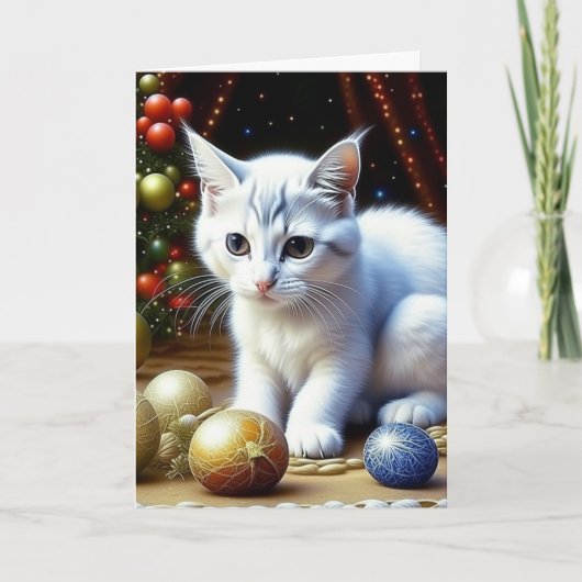 Adorable White Kitten Personalisierte Weihnachten (Vorderseite)