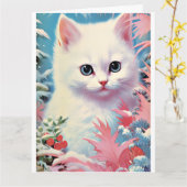 Adorable White Kitten Weihnachtskarte - Perfekt Karte (Gelbe Blume)