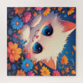 Adorable White Kitten With Bright Blue Eyes Puzzle (Horizontal)