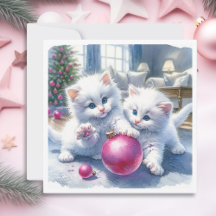 Adorable White Kittens Pink Weihnachten