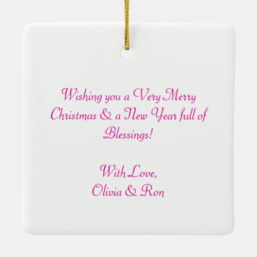 Adorable White Kittens Pink Weihnachten Personalis Keramikornament (Rückseite)