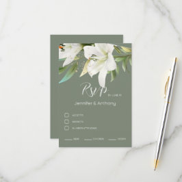 Adorable White Lilies RSVP Karte