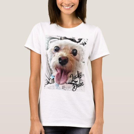 Adorable White Puppy T - Shirt (Name anpassen) (Vorderseite)