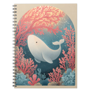 Adorable White Whale in Coral Reef Kunst Notizblock
