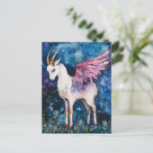 Adorable White Winged Goat Postkarte (Stehend Vorderseite)