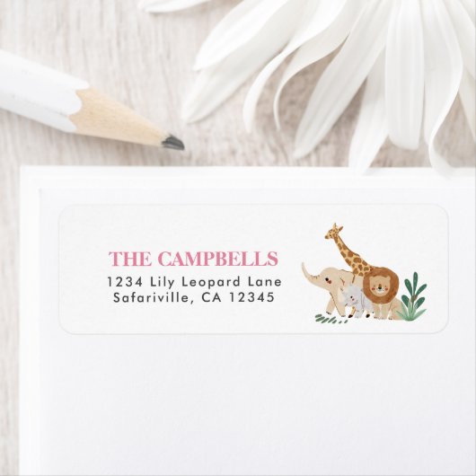 Adorable Wild Safari Tiere geben Adresse-Label zur (Insitu)