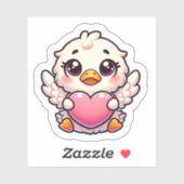 Adorable Winged Duckling mit Liebe Herz Aufkleber (Blatt)