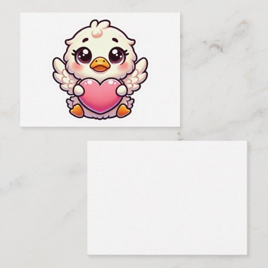 Adorable Winged Duckling mit Liebe Herz Mitteilungskarte (Vorne/Hinten)