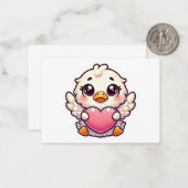 Adorable Winged Duckling mit Liebe Herz Mitteilungskarte (Vorderseite/Rückseite Beispiel)