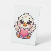 Adorable Winged Duckling mit Liebe Herz Sockelschild (Vorderseite)