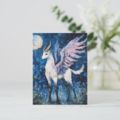 Adorable Winged Fantasy Goat Full Moon Postkarte (Stehend Vorderseite)