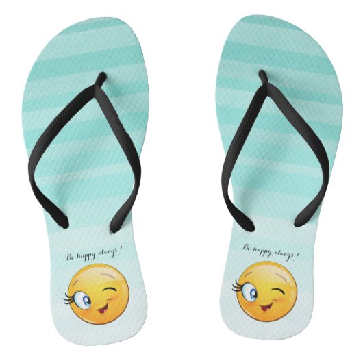 Adorable Winking Emoji Face-Sei immer glücklich Badesandalen (Fußbett)