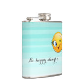 Adorable Winking Emoji Face-Sei immer glücklich Flachmann (Rechts)