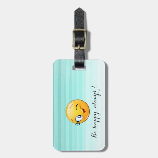 Adorable Winking Emoji Face-Sei immer glücklich Gepäckanhänger (Vorderseite vertikal)