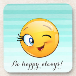 Adorable Winking Emoji Face-Sei immer glücklich Getränkeuntersetzer