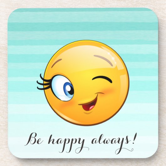 Adorable Winking Emoji Face-Sei immer glücklich Getränkeuntersetzer (Vorderseite)