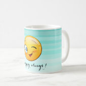 Adorable Winking Emoji Face-Sei immer glücklich Kaffeetasse (VorderseiteRechts)
