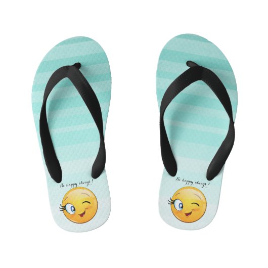 Adorable Winking Emoji Face-Sei immer glücklich Kinderbadesandalen (Fußbett)